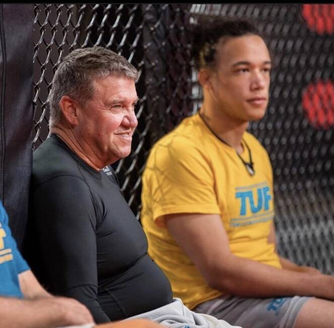BOND: Bryan Battle (right) chilling in the cage with 'Uncle Joe' Lopez. Picture: Instagram
