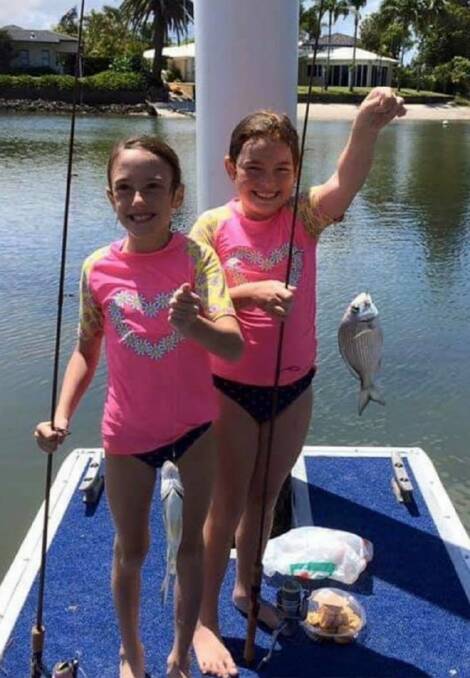 NICE: Grace and Lily Peters with some bream action from waterfront property
