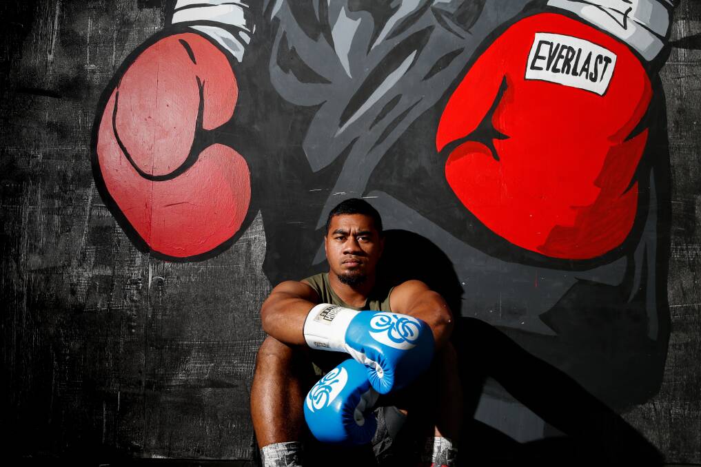 STEPPING UP: Tonga Tongotongo has benefitted from multiple sparring sessions with Paul Gallen in the lead-up to his pro debut this weekend. Picture: Anna Warr