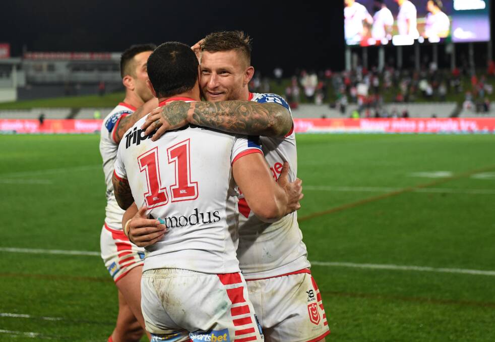 SWEET: Tariq Sims enjoyed a victorious return from injury against the Sea Eagles last week. Picture: NRL Imagery