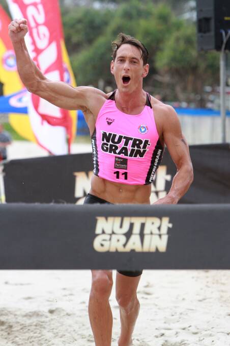 HOW GOOD: Ali Day crosses the finish line capping utter dominance of the opening three rounds of the Nutri-Grain Ironman Series. Picture: Harvpix