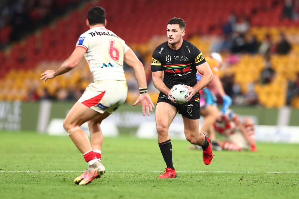 FINED: Nathan Cleary has copped a $1500 fine for dangerous contact, but not the incident that raised Dragons coach Anthony Griffin's ire on Friday. Picture: Getty Images