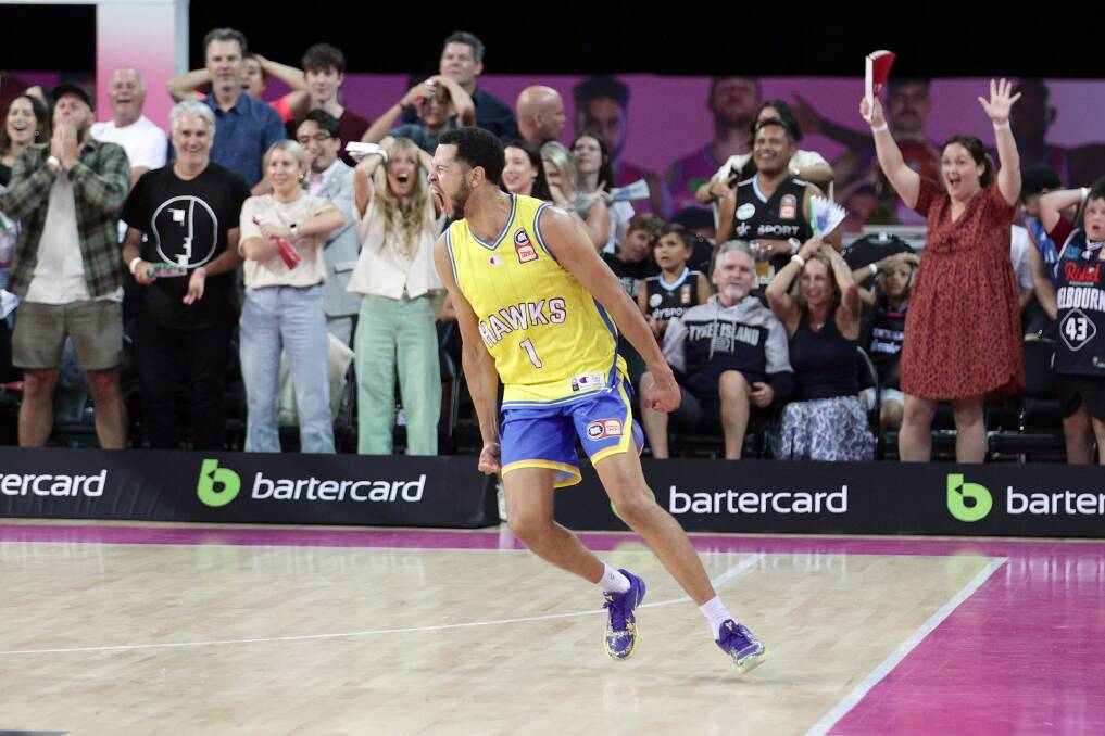 Tyler Harvey moments after sinking the game-winner against New Zealand on Thursday night. Picture - Getty Images
