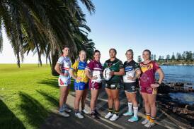Group Seven women's tackle club reps Alivia Brown (Milton-Ulladulla), Maeghan McCauley (Warillla), Alice Purdie (Albion Park), Tiana Kore (Stingrays), Kiara Wallace (Nowra-Bomaderry) and Sophie Taylor (Shellharbour). Picture by Adam McLean