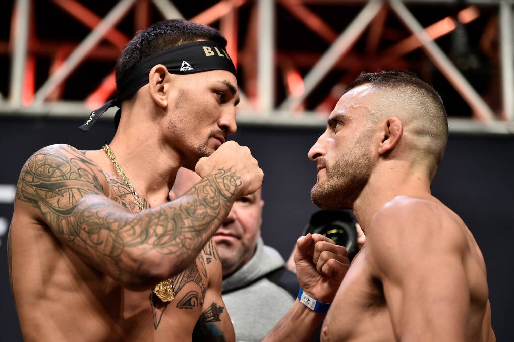 TOE TO TOE: Max Holloway and Alex Volkanovski. Picture: Getty Images