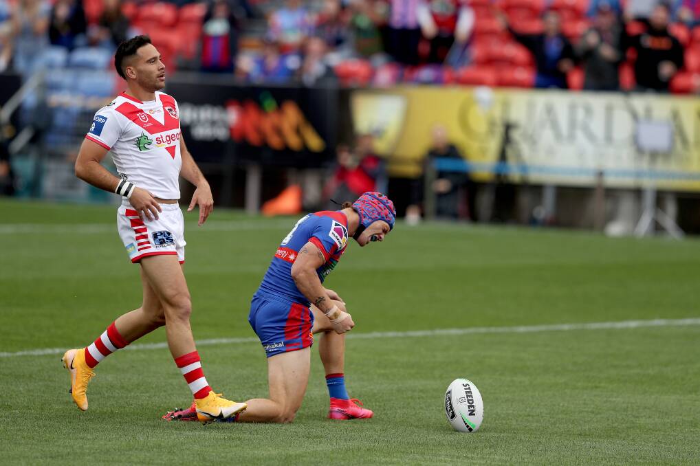 BLOWN AWAY: The Dragons couldn't go with a red-hot Newcastle on Sunday. Picture: NRL Imagery
