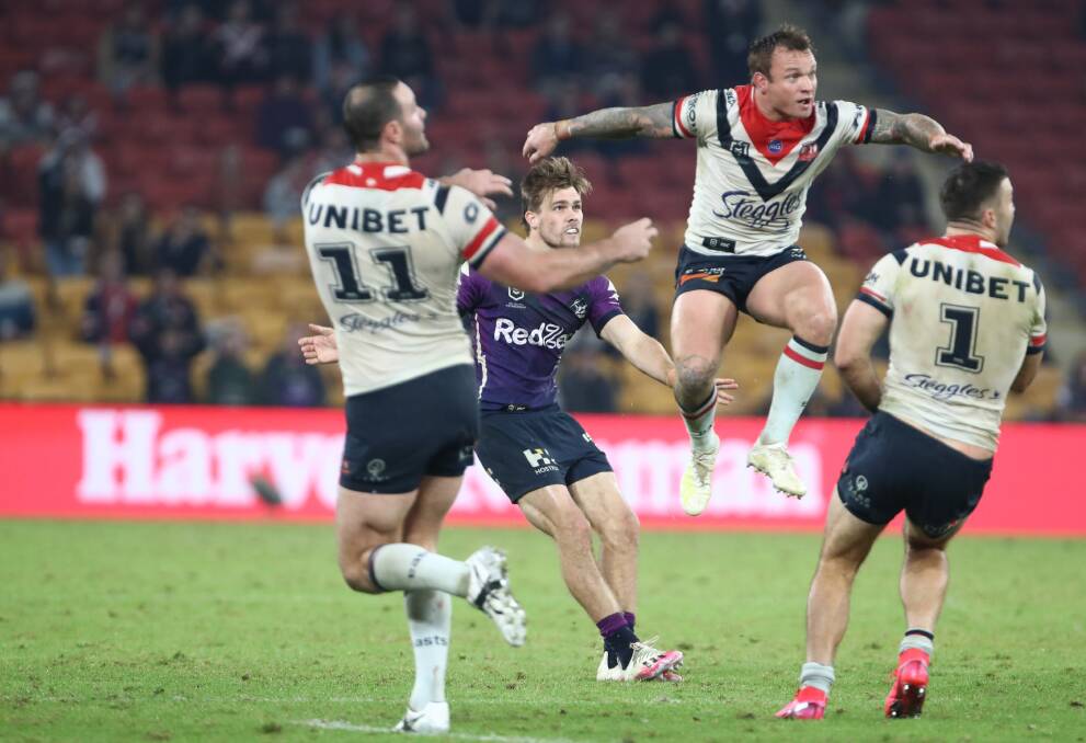 THRILLER: Ryan Papenhuyzen locks up last week's epic Storm-Roosters clash with a field goal. Picture: NRL Imagery