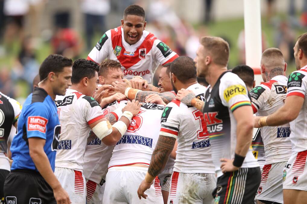 OFF TO A FLYER: St George Illawarra hammered Penrith at Kogarah on Saturday to get their 2017 campaign off to a winning start. Picture: Getty Images