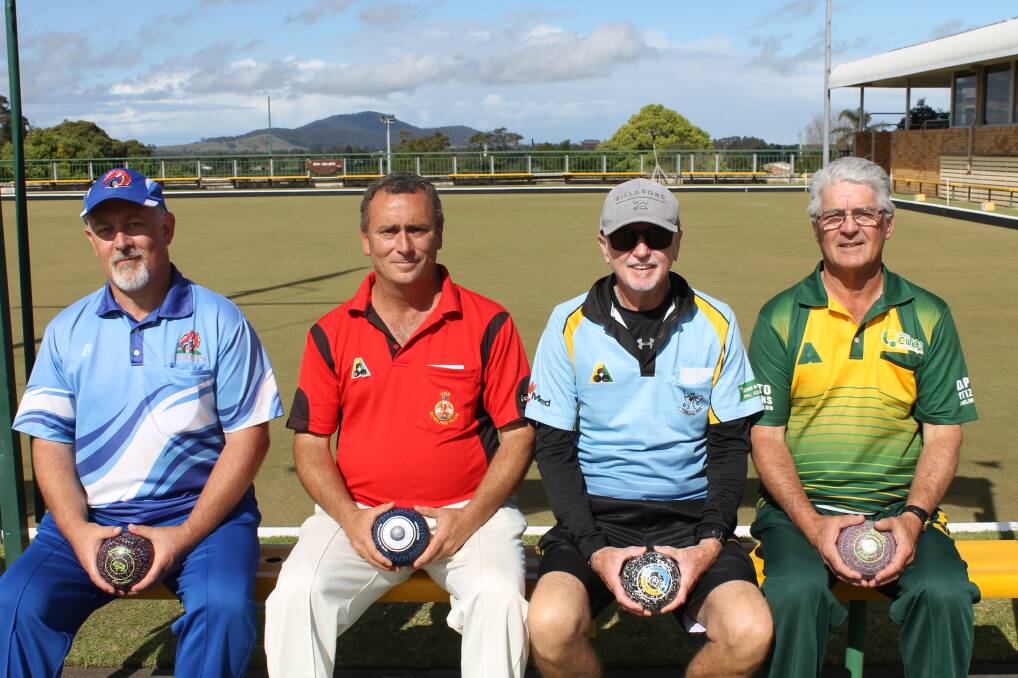 Finalists: Paul Nesbitt (Windang) and Greg Wray (Collies-Orb), with champions Mark Lowry (Towradgi) and Richard Dowse (Dapto Citizens). Picture: Daniel Hiscox 