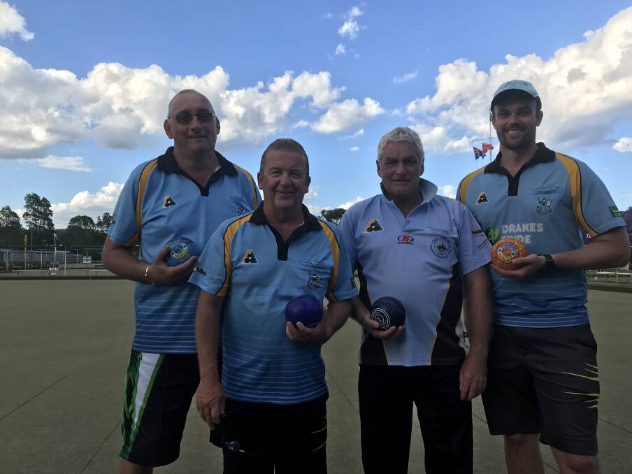 Champs: Towradgi’s Pete Bonsor, Mal Lyons, David Wakeling and Anthony Jones are back to defend their Greg Thurling Memorial One Day Spectacular Fours title. Picture: Mike Driscoll
