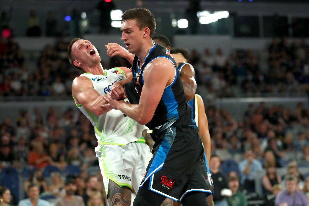 COP THAT: Mason Peatling was suspended for this shot on Mitch Creek that got heavy play on the NBL's media channels. Picture: Getty Images