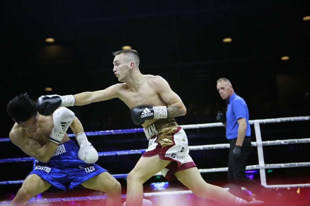 5-0: Sam Goodman notched an impressive TKO win in his television debut at Luna Park on Saturday night. Picture: Facebook
