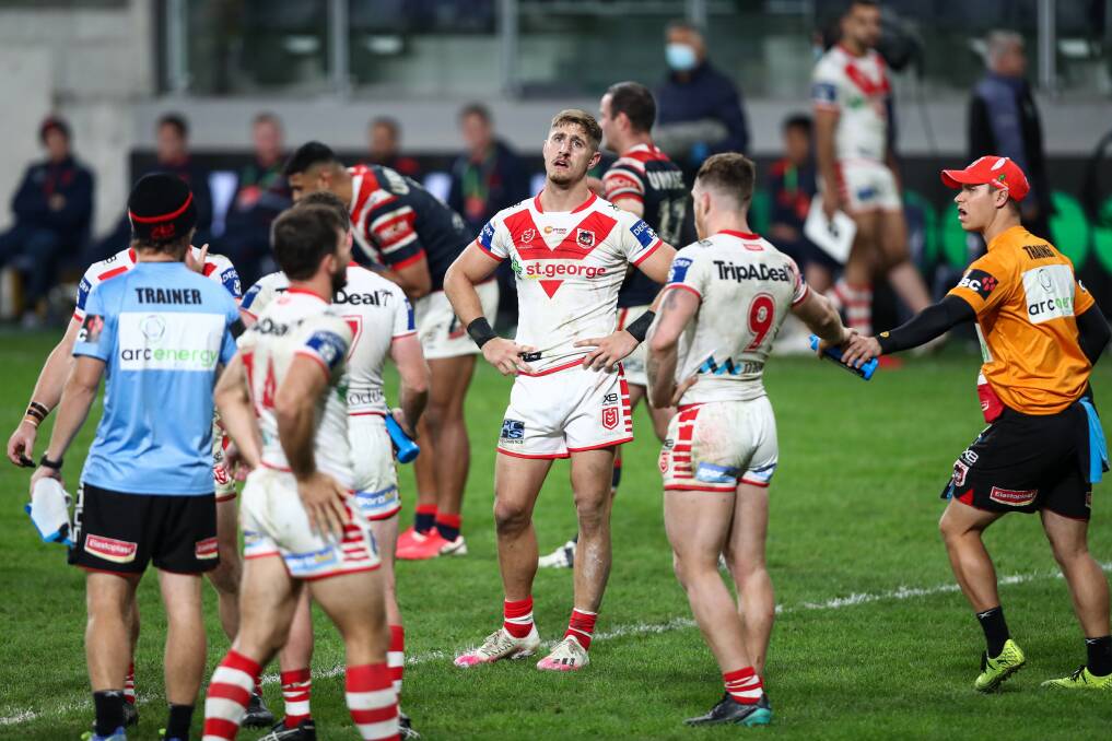 SO CLOSE YET SO FAR: The Dragons were outsiders, but ultimately let Friday's match with the Roosters slip. Picture: NRL Imagery