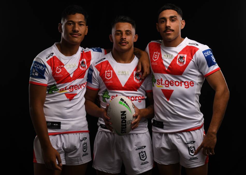 NEW BREED: Talatau Amone, Jayden Sullivan and Tyrell Sloan. Picture: NRL Imagery