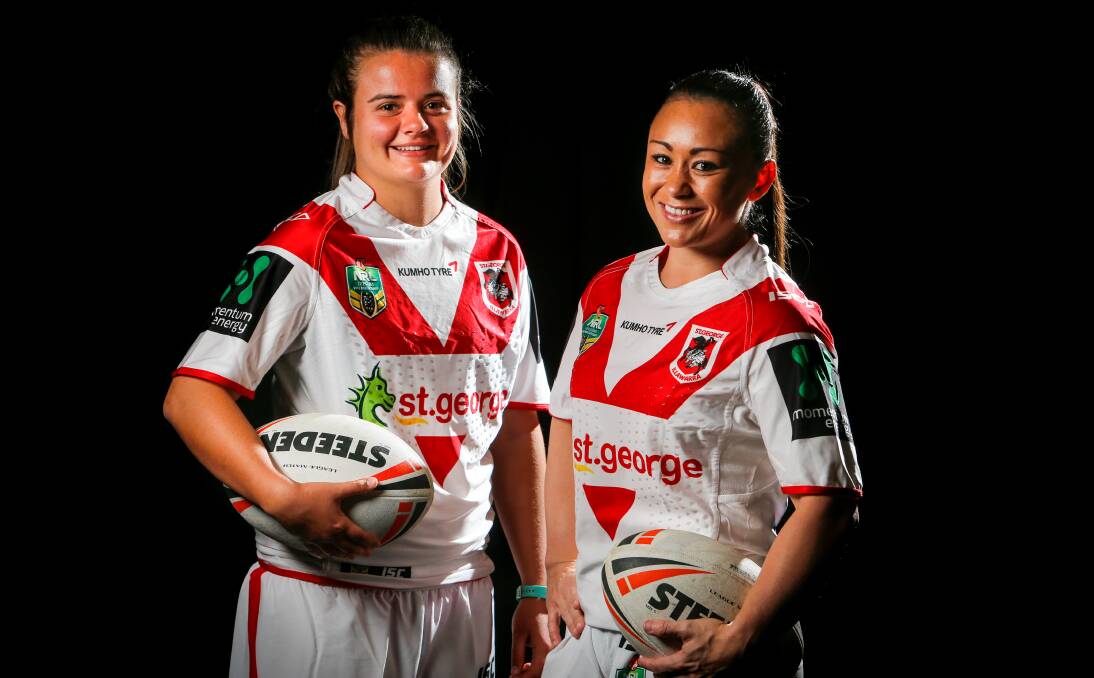 BREATHING FIRE: St George Illawarra stars Erin Blackwell and Tammy Fletcher will make history when they take on the Cronulla Sharks in a Nines clash at Southern Cross Group Stadium on Saturday. Picture: Adam McLean