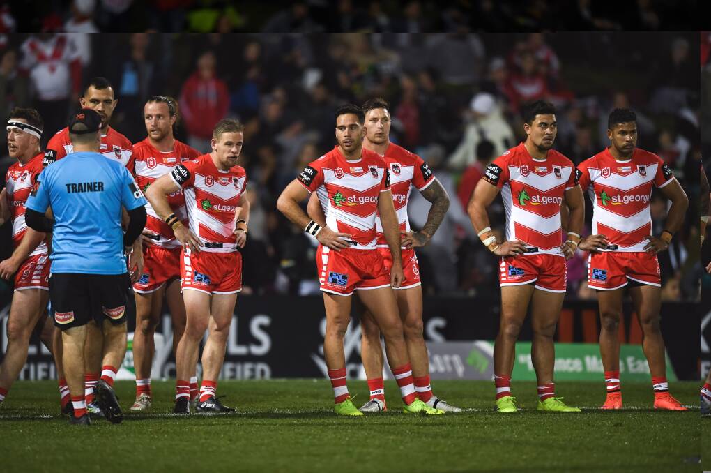 SORRY NIGHT: A brief first-half glimmer was all the Dragons could offer against Penrith on Friday night. Picture: NRL Photos