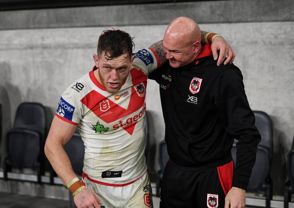 BOND: Cam McInnes shared a special moment with outgoing coach Paul McGregor following Friday's win over Parramatta. Picture: NRL Imagery