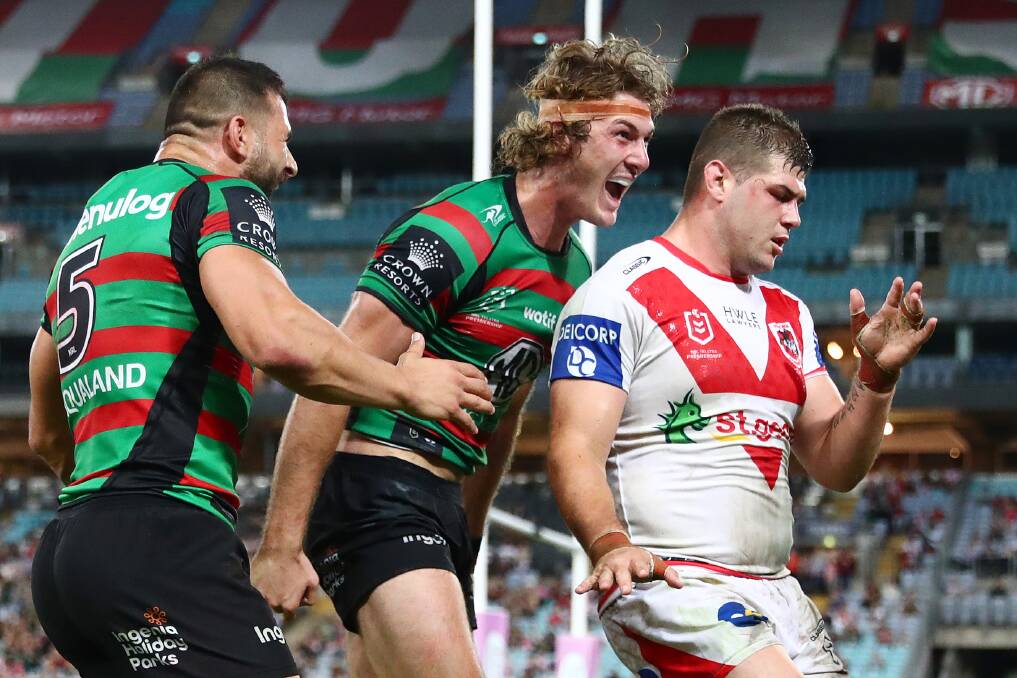 ROUGH NIGHT: The Dragons suffered a fourth straight defeat at the hands of Souths on Saturday. Picture: Getty Images