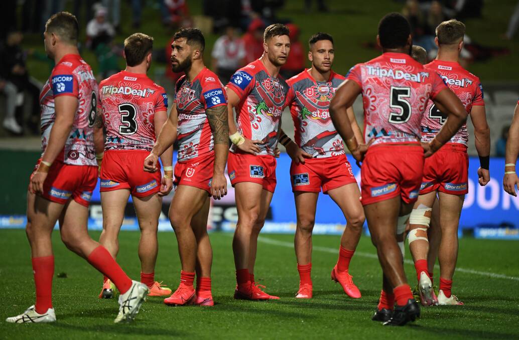 TOUGH NIGHT: It was another one that got away for the Dragons against the Rabbitohs on Thursday. Picture: NRL Imagery