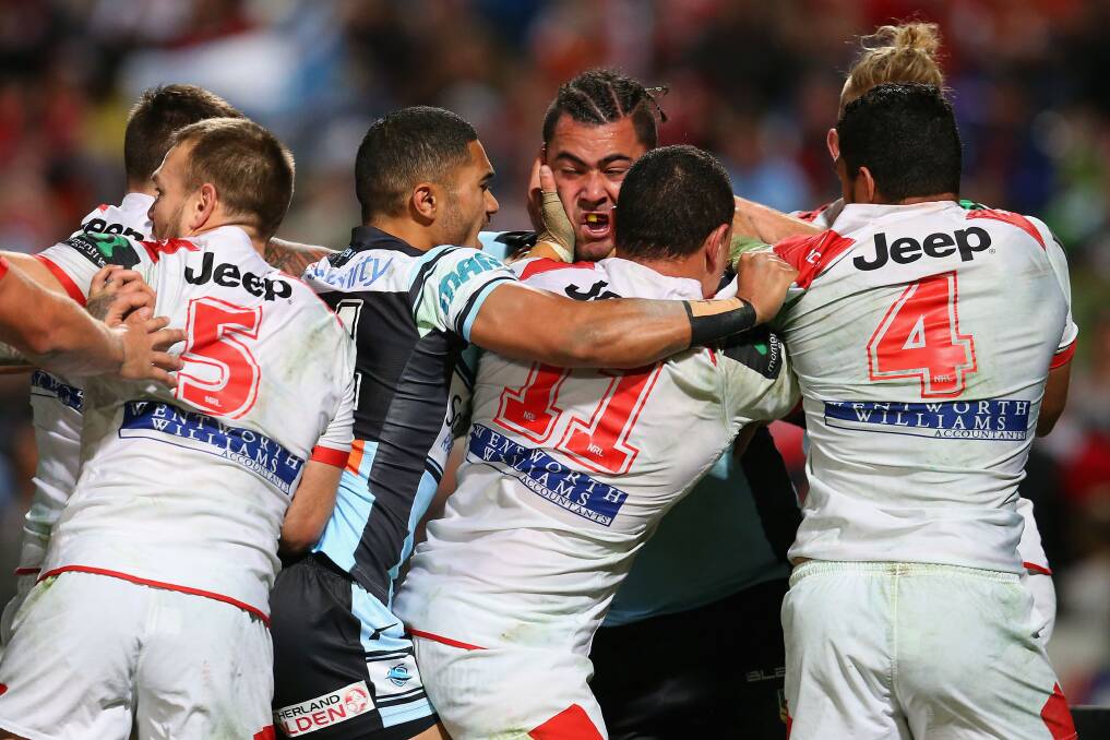 FIERCE RIVALRY: Cronulla will meet neighbours St George Illawarra for the first time as defending premiers on Sunday. Picture: Getty Images