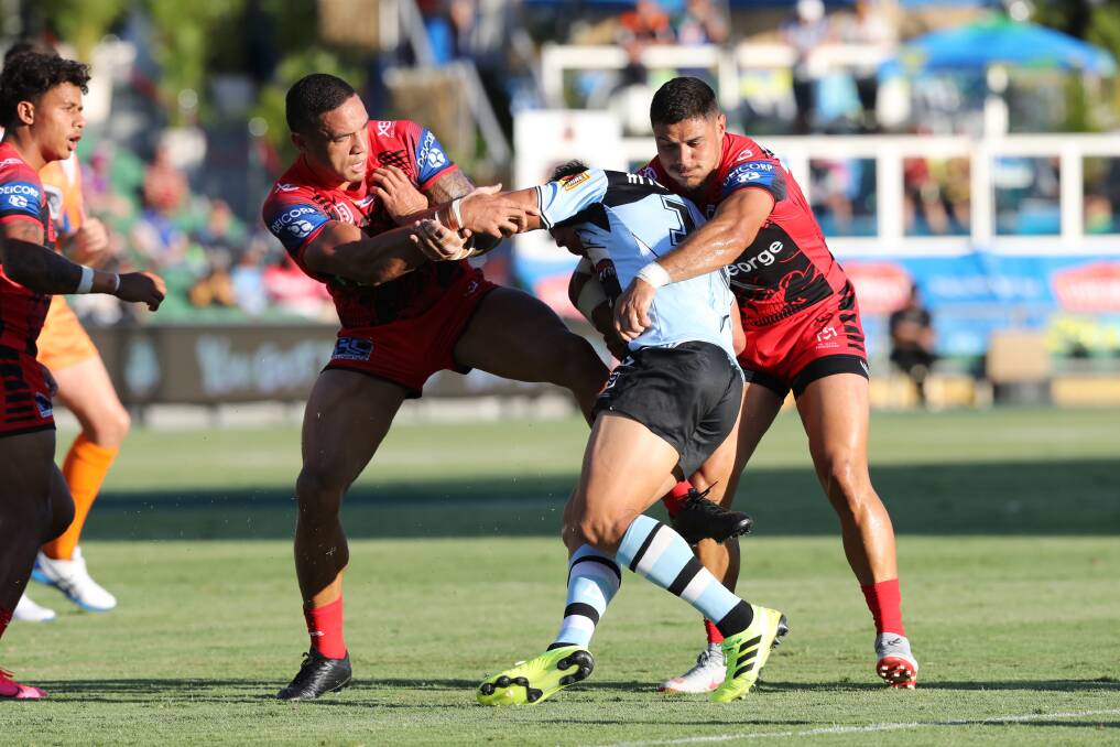 DECISION LOOMING: Tyson Frizell (left) in action at the NRL Nines. Picture: NRL Photos
