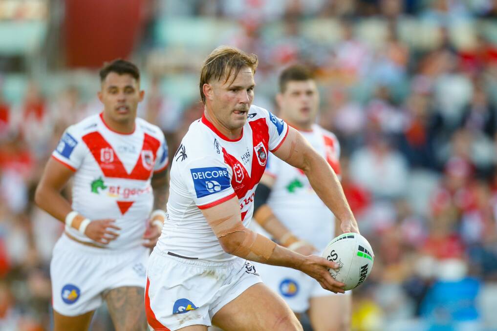 ON GUARD: Dragons veteran Jack de Belin is wary of the strife-torn Bulldogs this weekend. Picture: Anna Warr