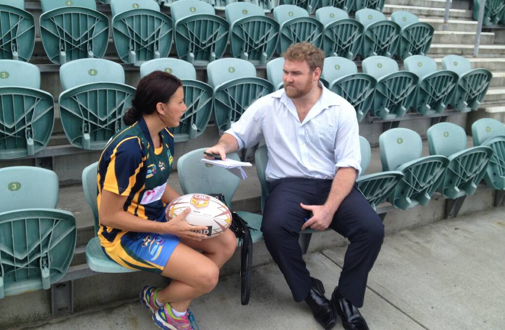 TIME FLIES: Mercury league writer Mitch Jennings interviews Sam Bremner at WIN Stadium fresh from the Jillaroos' 2013 World Cup triumph. Five years on she'll represent NSW in Friday's first-ever Women's State of Origin clash.