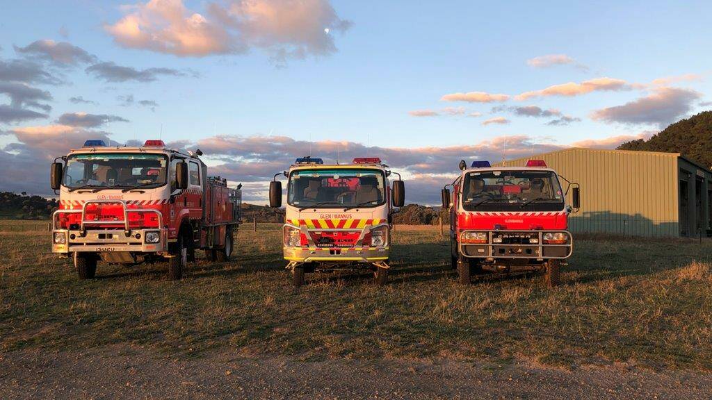 LOCAL HEROES: Trucks from the Glen/Mannus and Ournie Fire Brigades.