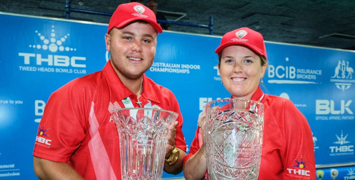 STARS: Aaron Teys and Rebecca Van Asch celebrate winning the 2018 Australian Indoor Singles, which also earned them a spot representing Australia at the World Cup.