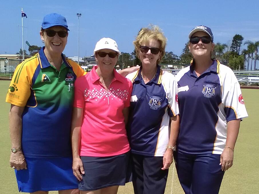 CHAMPS: Jenny Clark, Leanne Smith, Kim Suckley and Leanne Chinery were outstanding in winning the Warilla Ladies Two-Day Carnival. 