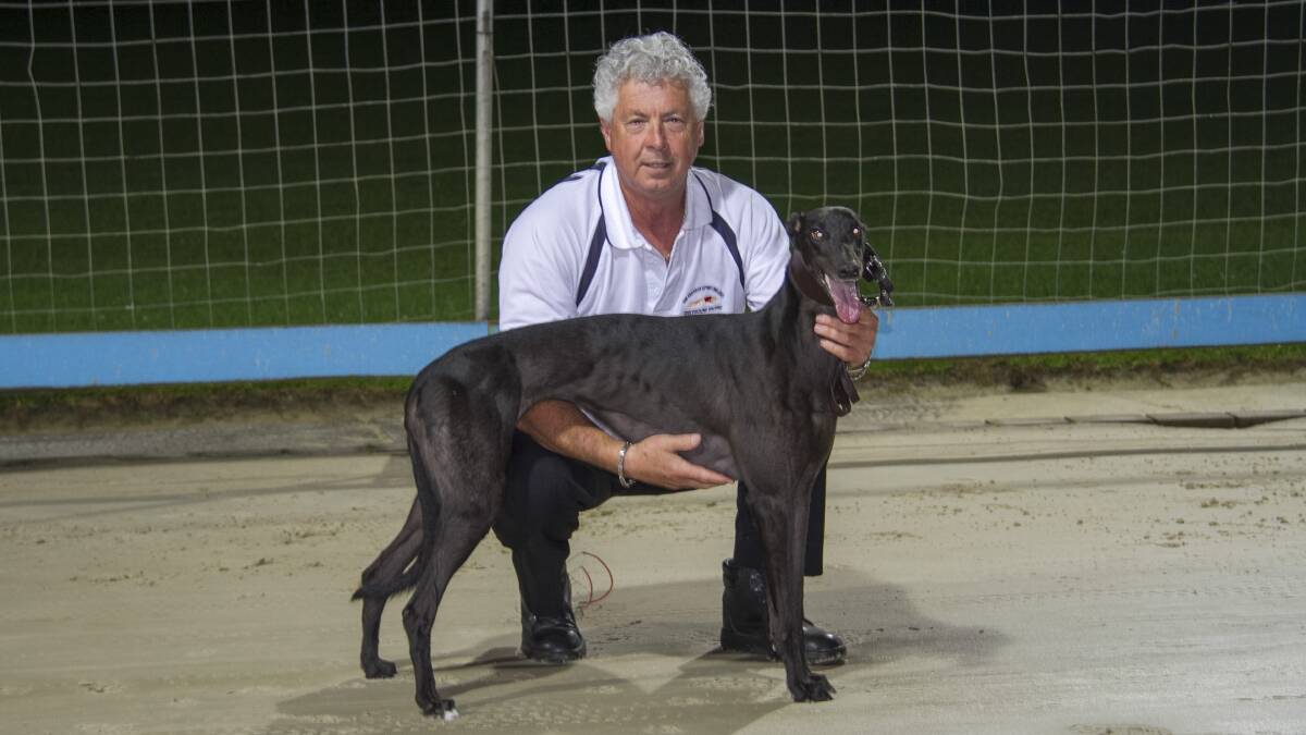 Garry Edwards and Double Twist. Picture: thedogs.com.au
