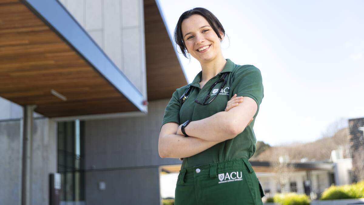 Bethany Harrison is about to finish her nursing and paramedicine studies at Australian Catholic University and hopes to help with the vaccine effort. Picture: Keegan Carroll