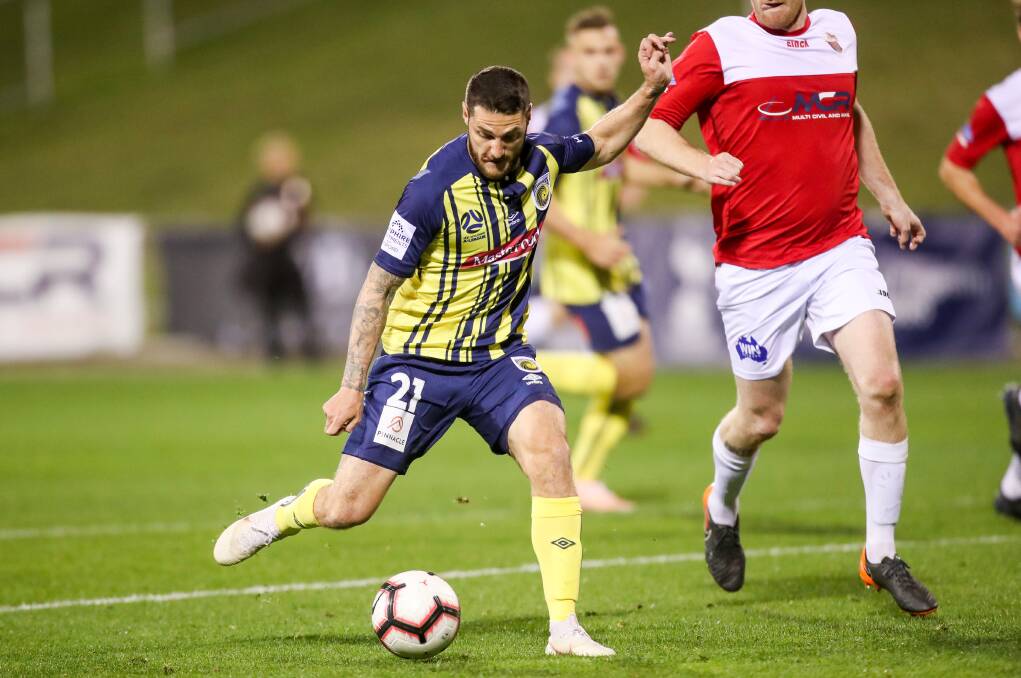 Strike: Illawarra junior Corey Gameiro in action for Central Coast against the Wolves at WIN Stadium in 2018.