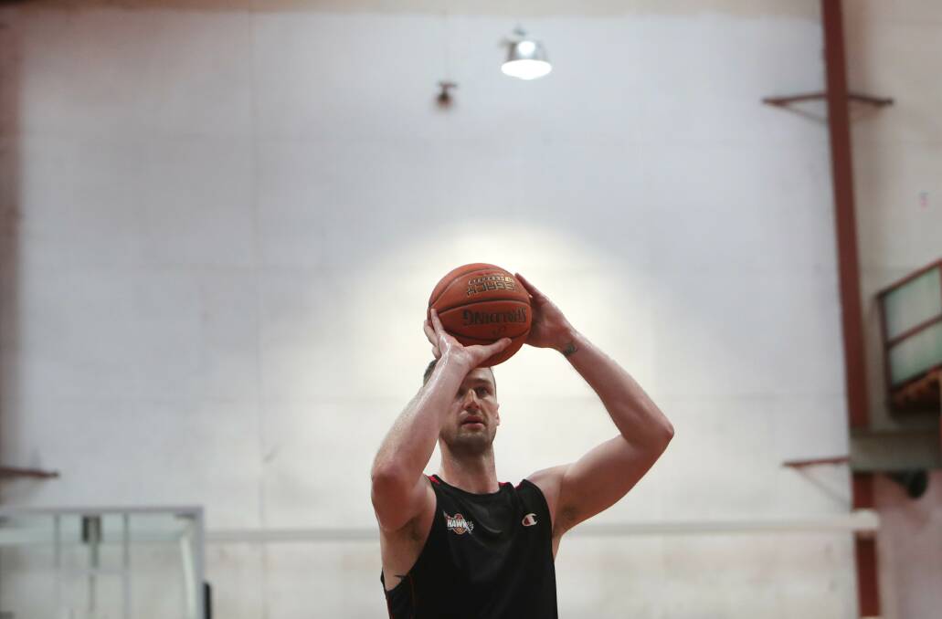 Aiming up: AJ Ogilvy at the Snakepit before Friday night's NBL playoffs opener against the Kings. Picture: Sylvia Liber