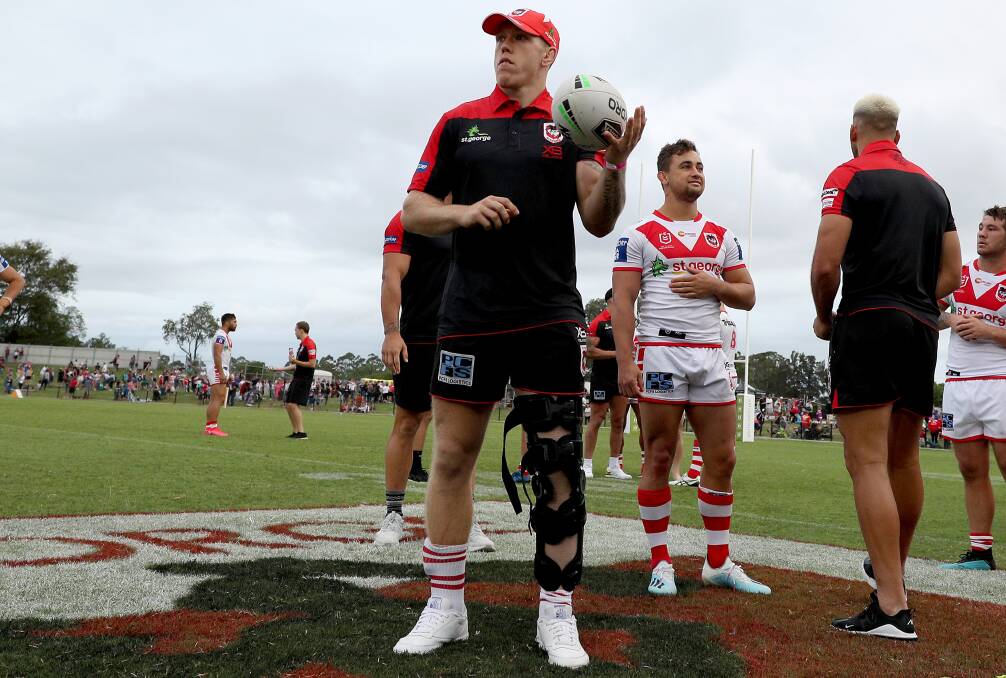 Hurt: Dragons captain Cameron McInnes. Picture: Shane Myers/NRL Imagery