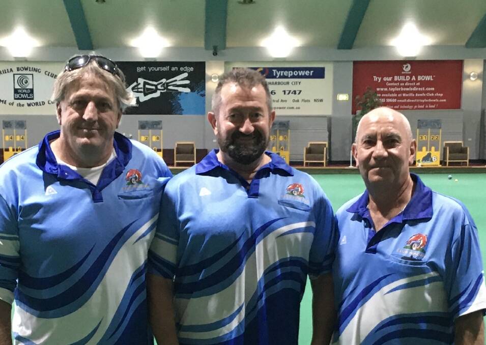 Form: Windangs Gary Sampson, Steve Sprod and Dave Tyrrell are through to the last qualifying phase in the club-based BPL Cup.