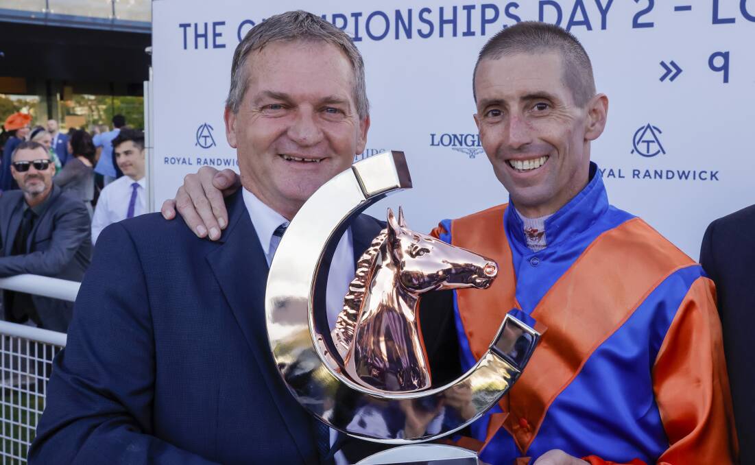 Reign supreme: Trainer Kerry Parker with Nash Rawiller after winning the Group 1 Queen Elizabeth on Think It Over. Parker takes Don Luigi to Saturday's Midway at Randwick. Picture: Jenny Evans/Getty Images