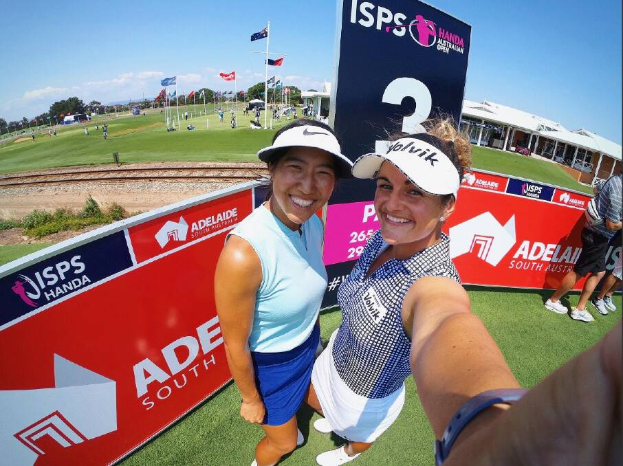 Big occasion: Tahnia Ravnjak and Stephanie Na preparing for this week's Womens Australian Open at Royal Adelaide. 