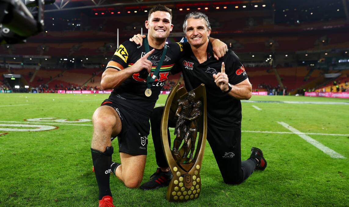 Well done, son: Nathan and Ivan Cleary. Picture: Getty Images
