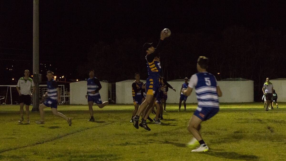 Caught: Berkeley's Cody Hutchison intercepts a pass against Thirroul. Picture in Monday's Illawarra Premier League game at Dalton Park: Scott Ruzzene