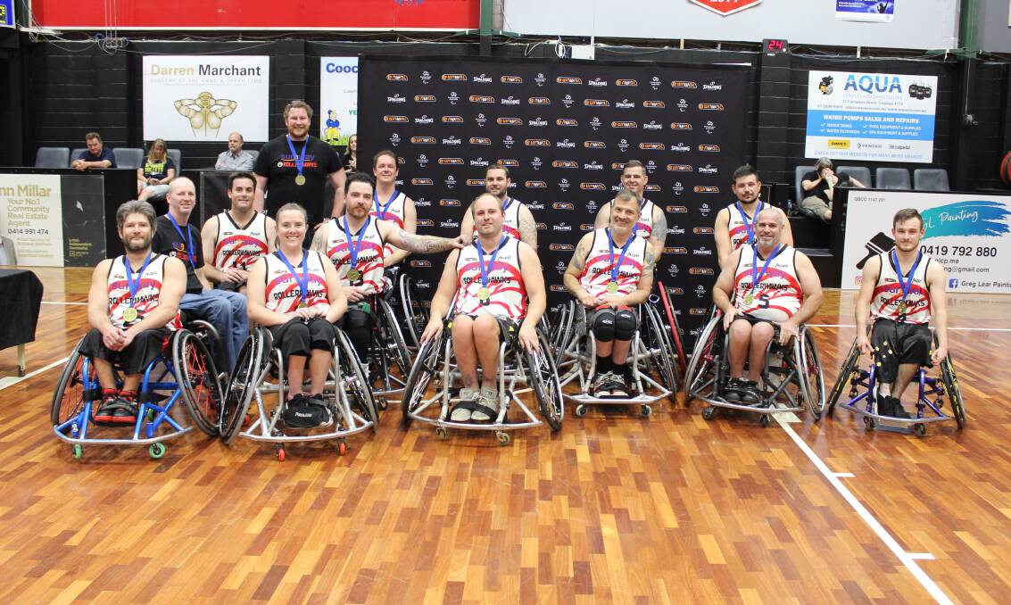 Champions: The Wollongong Roller Hawks celebrate winning last year's national title. Picture: Geoff Adams