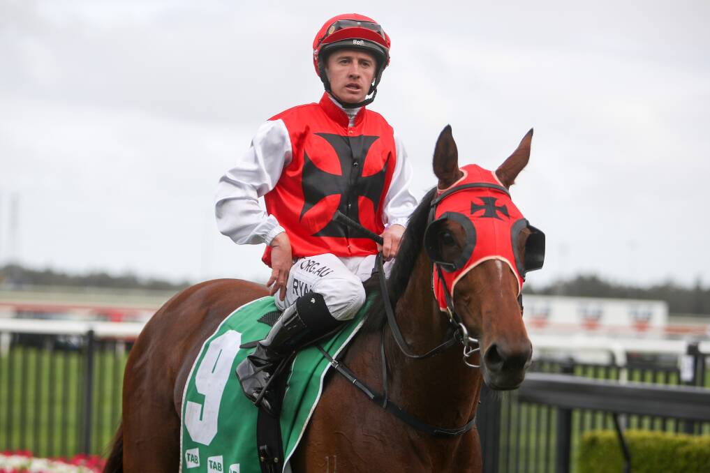 On target: Brock Ryan on board Monegal (1400m) after winning a Benchmark 78 on The Gong day. Picture: Adam McLean