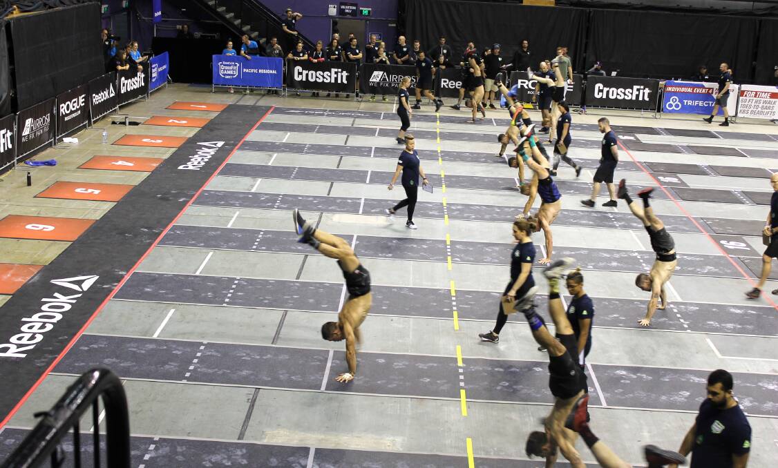 Taking a stand: Ricky Garard (second from front, left) competes at the Australian Regional Crossfit Games in Wollongong. 