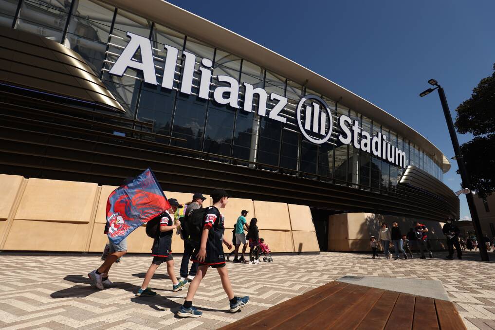 The new 42,500-seat Allianz Stadium has a 360-degree open concourse both inside and outside the ground, steeper seating angles, and a roof to cover all seating areas. Picture by Mark Metcalfe/Getty Images
