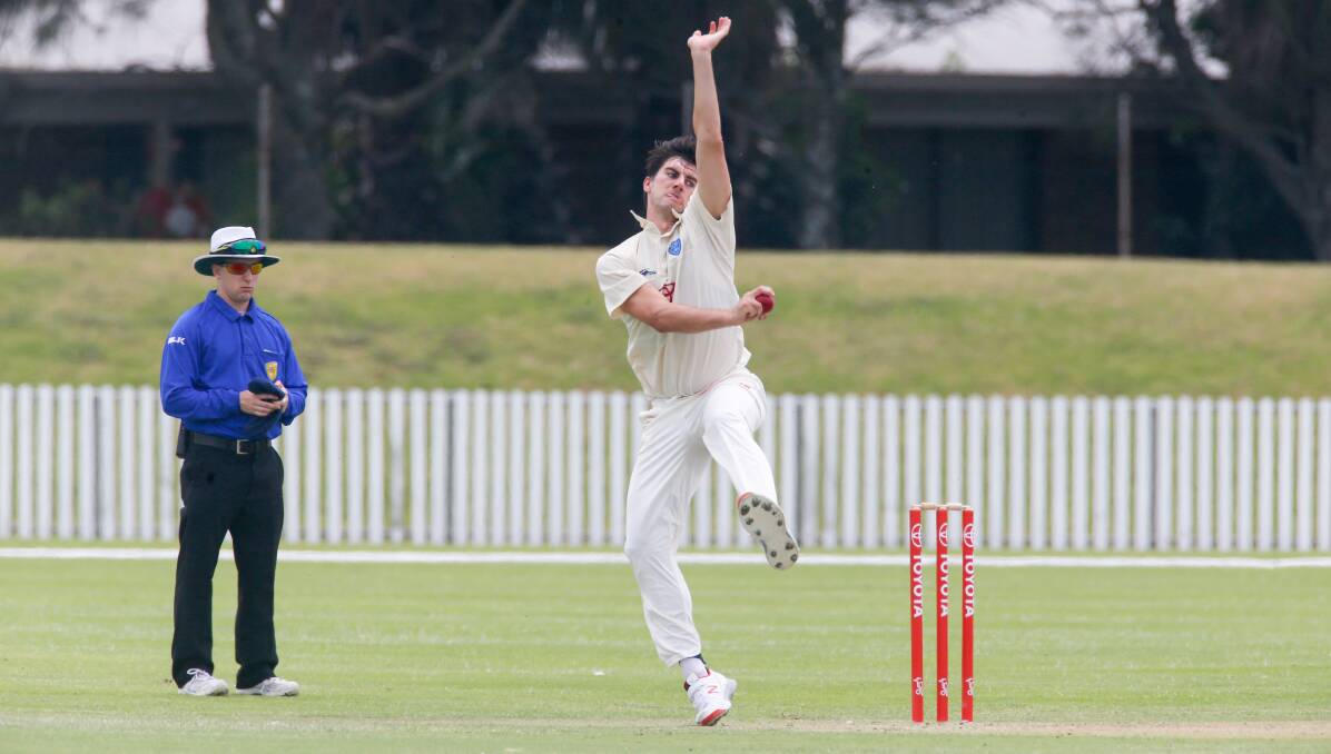 Ready, aim: NSW bowler Pat Cummins fires a delivery in the Futures League match against ACT at North Dalton Park. Picture: Adam McLean