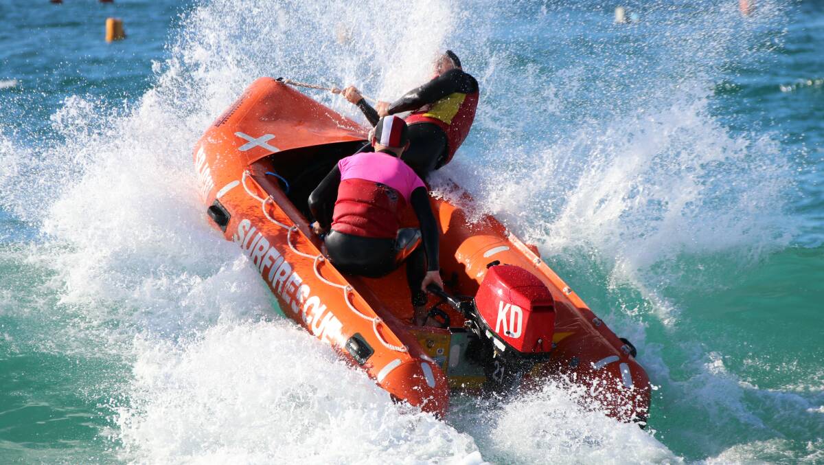 Splash down: Kiama Downs inflatable rescue boat team. Picture: Richard Black