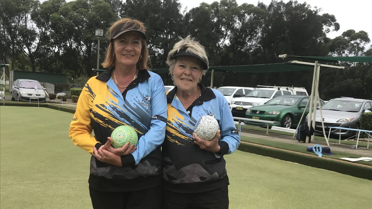 Well played: Julie Woods and Kay Gill are the first Towradgi Park side to win theI llawarra District Open Fours title. Picture: Mike Driscoll