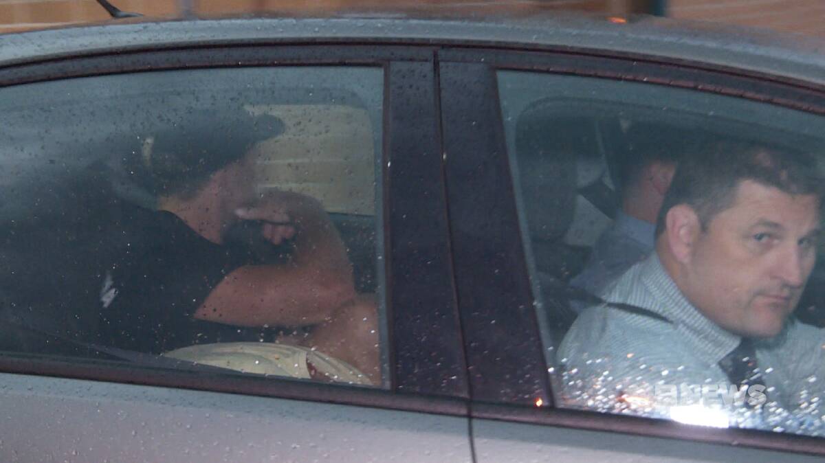 Driven away: Jack de Belin leaves Wollongong Police Station on Thursday. Picture: Nine News