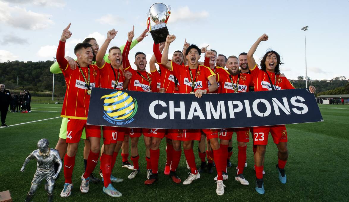 Success story: Wollongong United celebrate last year's Illawarra Premier League champions title. Picture: Anna Warr