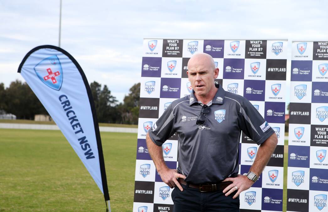Blues brother: Dapto junior and NSW coach Trent Johnston at North Dalton Park on Tuesday, announcing next year's Sheffield Shield match. Picture: Sylvia Liber. 